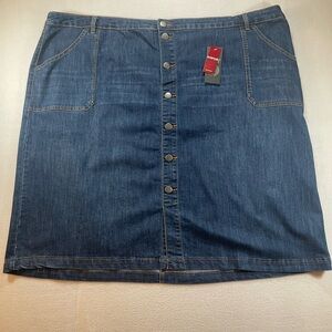 Avenue Denim Button-Front Stretch Jean Skirt – Size 30/32 (Plus Size) – NWT